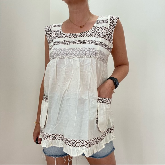 Printed Cotton Blouse with Pockets - Picture 1 of 8